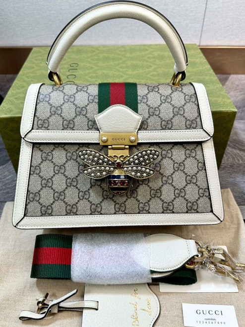 GUCCI Small Queen Margaret Top Handle Bag White 2WAY 1032907