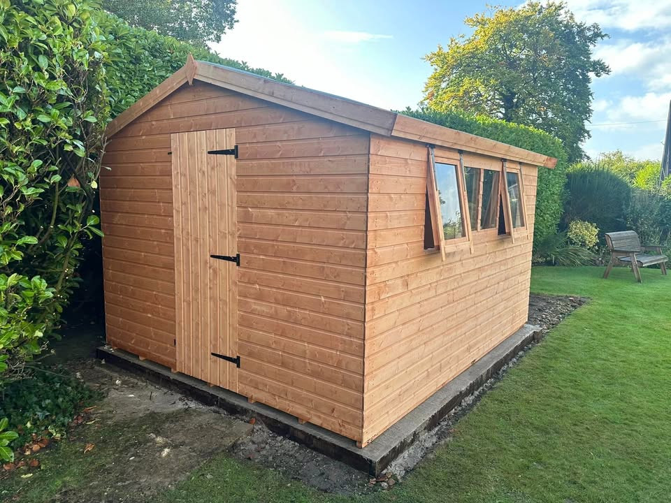 12x10 apex 13mm t&g kiln dried cladding single door 2 x opening