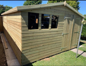 24x12 apex tantalised garden Storage shed  double doors 3 windows  