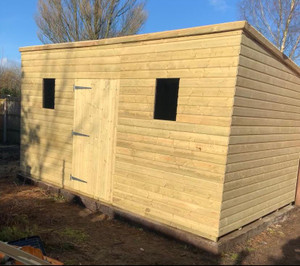 14x8 pent extra hight single door x2 single windows