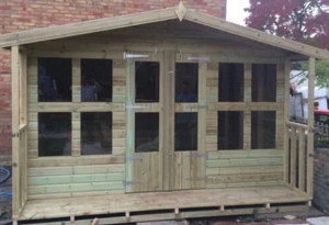 12x8 summerhouse 2ft porch 19mm tanalised  
