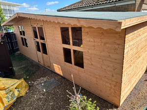 20x8 2ft roof overhang apex summerhouse double doors 