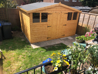 (Shed) 12x10 apex double doors 4 windows