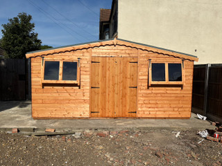 16x10 apex 16ft apex double doors 2x double opening windows