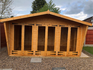 14x8 summerhouse x3 double doors 2ft tapered  sides