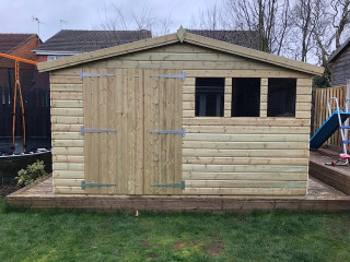 12x10 apex 19mm Tanalised double doors, galvanise Inges, 3 windows 12x10 apex 19mm Tanalised double doors, galvanise Inges, 3 windows