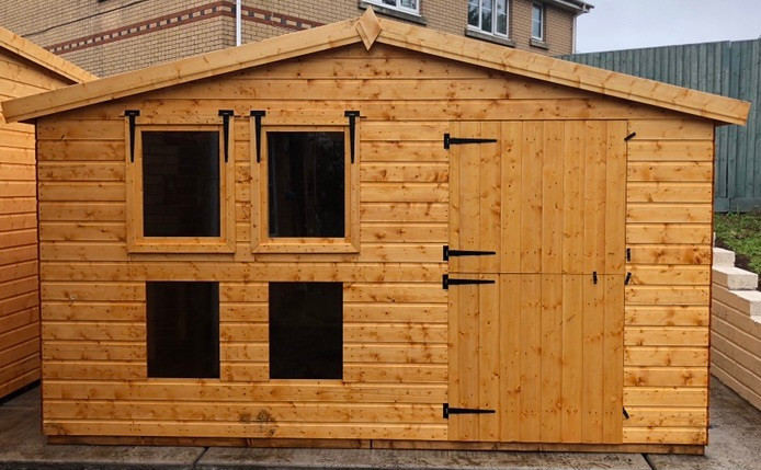 12x10 apex single stable door x4 window 2 single opening windows 
