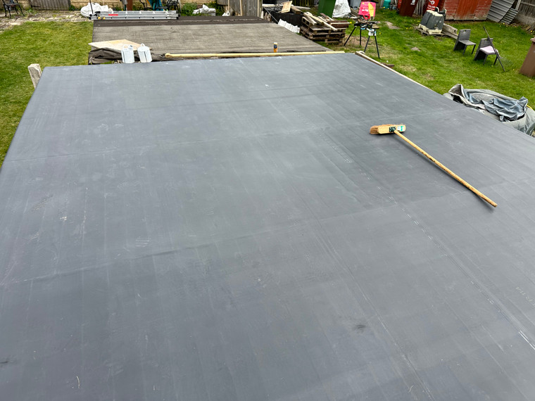 Rubberised Cladding 24x12 2ft roof overhang with tapered sides Uvpc windows and door with ...