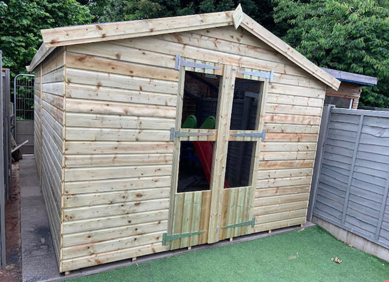 20x10 apex summerhouse double doors