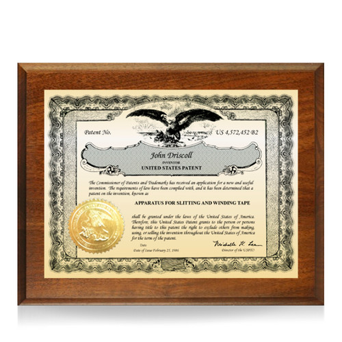 Showcase Gold and Solid Walnut Plaque