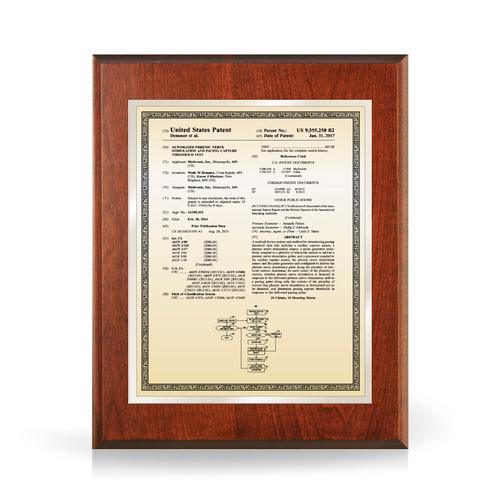 Merit Gold and Silver Solid Cherry Patent Plaque