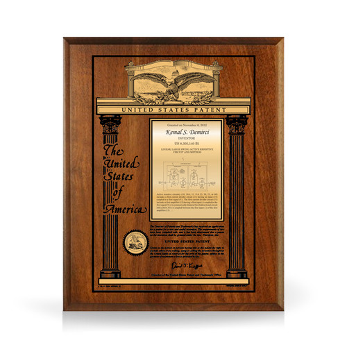 Legacy Laser Engraved Solid Walnut Patent Plaque