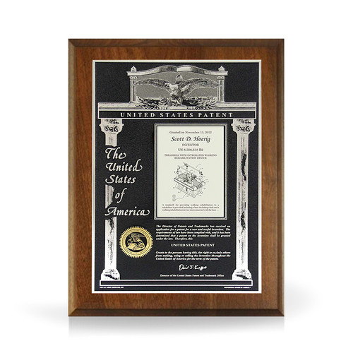 Legacy Precision Etched Solid Walnut Patent Plaque Legacy Precision Etched Solid Walnut Patent Plaque
