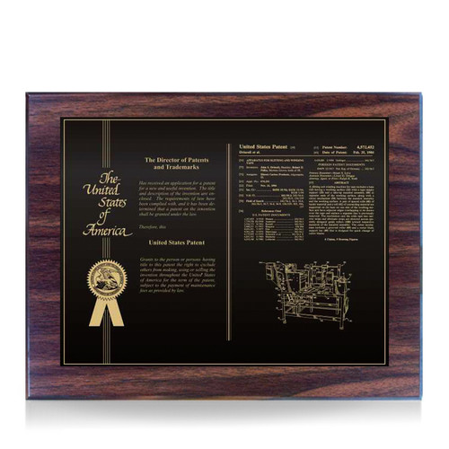 Accolade Merit Black and Walnut Finish Patent Plaque Accolade Merit Black and Walnut Finish Patent Plaque