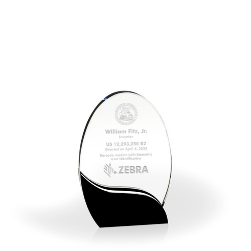 Austin Crystal Patent Award - Black Angled Austin Crystal Patent Award - Black Angled