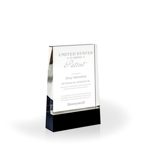 Liam Fused Black and Clear Crystal Patent Award Liam Fused Black and Clear Crystal Patent Award