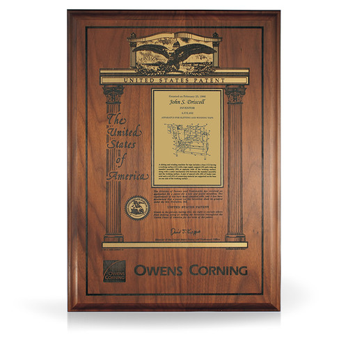 Legacy Laser Engraved Gold and Solid Walnut Plaque with Logo
