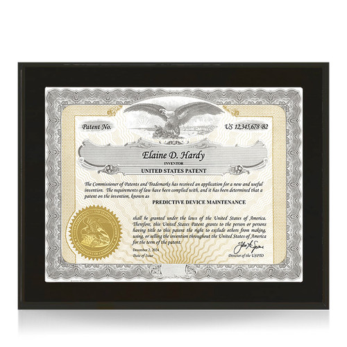Expressions Black Frame Patent Certificate