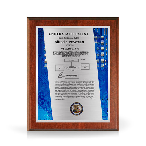 Cyber High Tech Patent Plaque with Solid Cherry