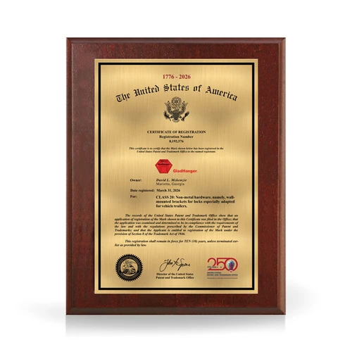 Emblem Gold and Solid Mahogany US 250th Trademark Plaque