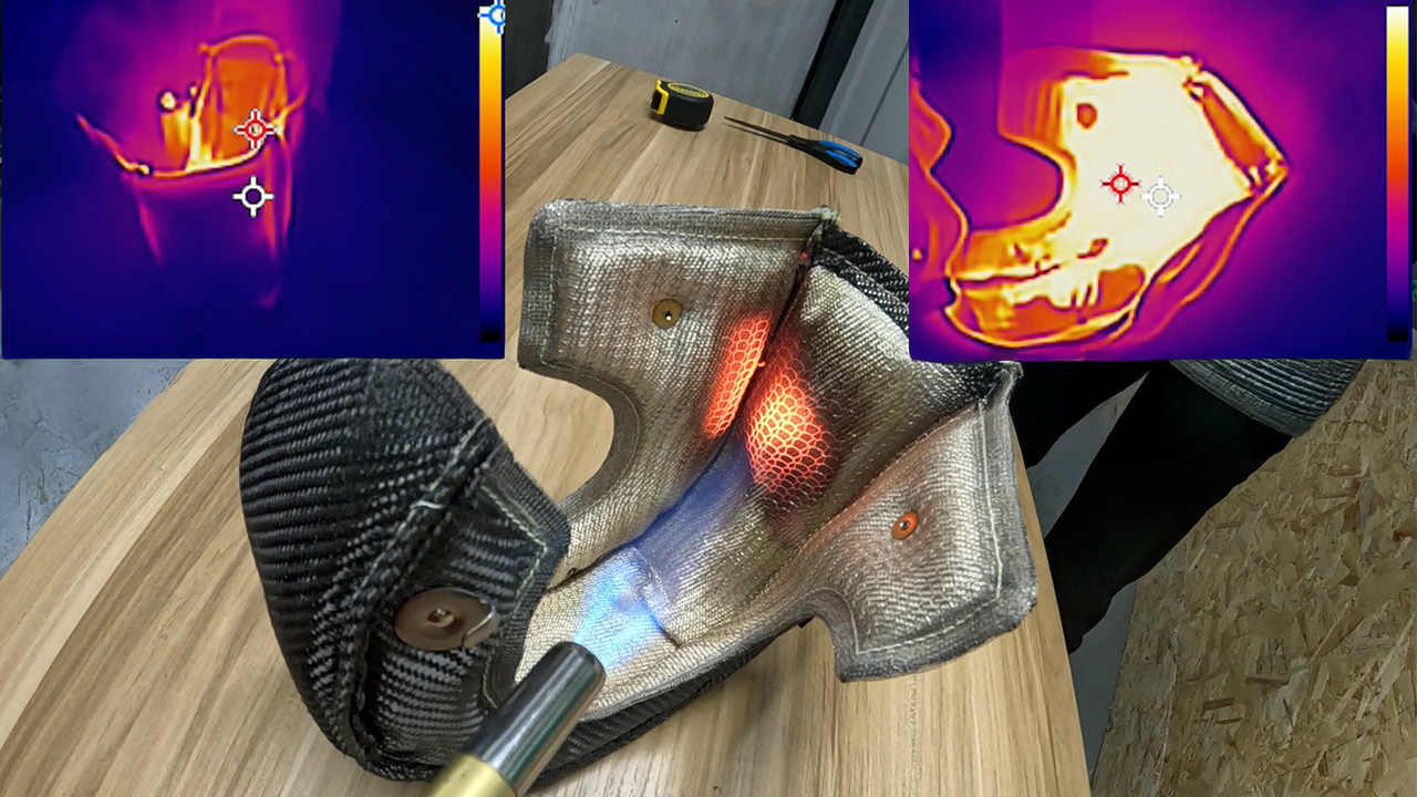 Exoracing turbo blanket blowtorch test thumbnail used to explain fire risk