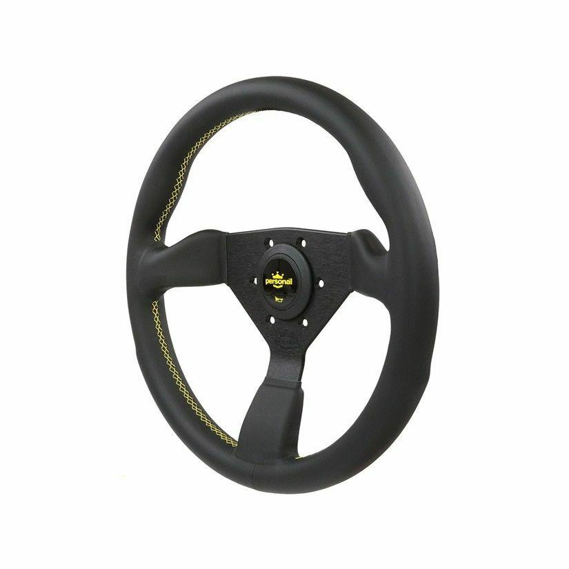 車ステアリング　パーソナル　グリンタ　イエローステッチ　バックスキン　35φ 車ステアリング パーソナル グリンタ イエローステッチ バックスキン