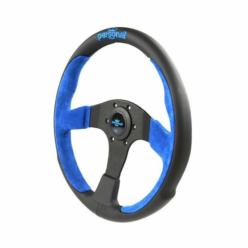 Personal Pole Blue Suede Leather Steering Wheel 350mm
