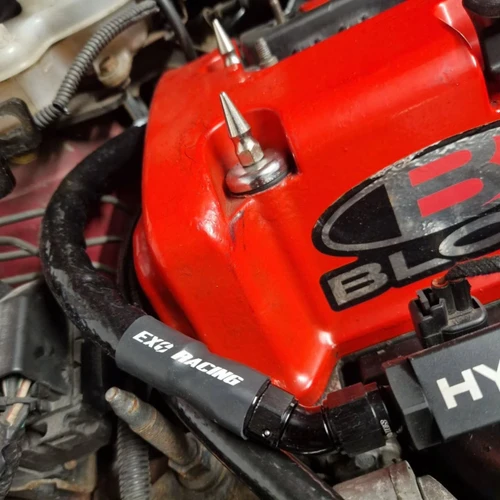Exoracing silicone heat sleeve installed to turbo ep3