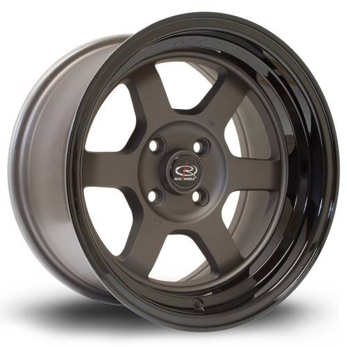 Rota Grid-V Alloy Wheel 15x8 4x100 ET0 Flat Gunmetal Black Lip