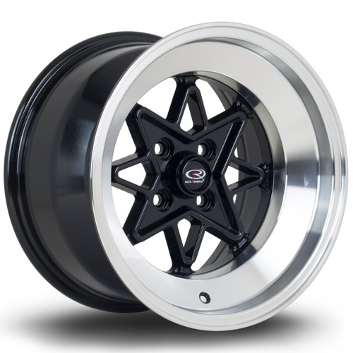 Rota Hachi Alloy Wheel 15x9 4x100 ET0 Black Polished Lip