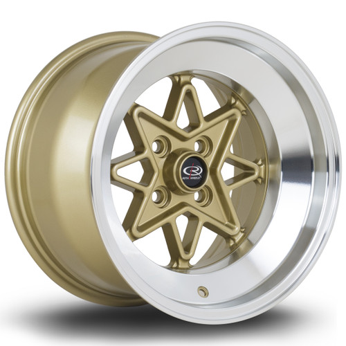 Rota Hachi Alloy Wheel 15x9 4x100 ET0 Gold Polished Lip