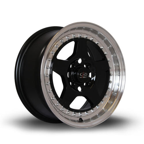 Rota Kyusha Alloy Wheel 15x7 4x100 ET38 Black Polished Lip