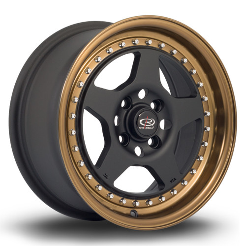 Rota Kyusha Alloy Wheel 15x7 4x100 ET38 Flat Black Speed Bronze Lip