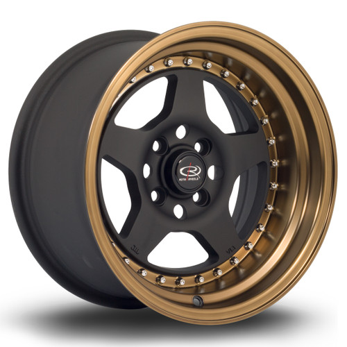 Rota Kyusha Alloy Wheel 15x8 4x100 ET0 Flat Black Speed Bronze Lip
