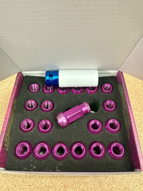 20 x Exoracing Purple Forged Steel Wheel Nuts M12x1.5 (1 defect)