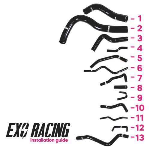 Exoracing Silicone Hose Kit For Honda Civic Ep3 K20 K20a2 13pc diagram