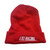 Red Exoracing fitted cuff beanie with stitched logo