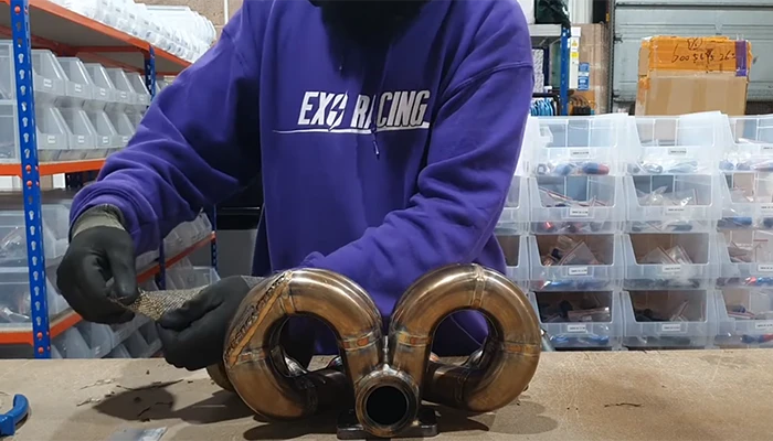 45 degree the ends of the exhaust wrap