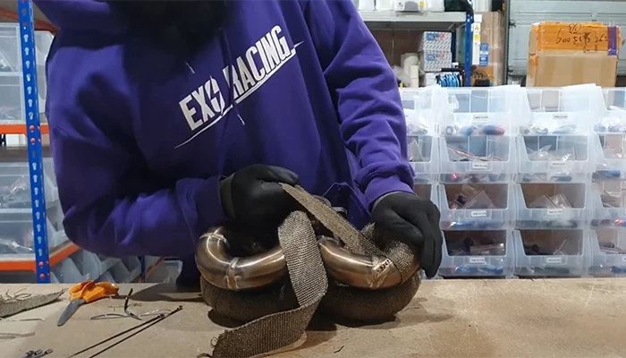 pull the exhaust wrap tight