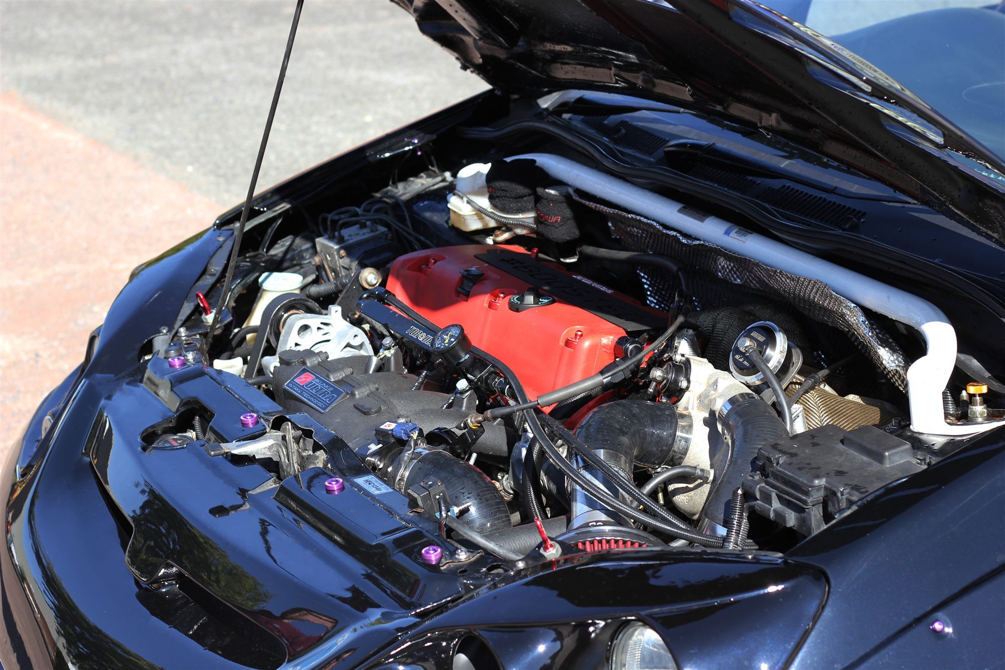Lewis Hayman turbo EP3 K-Series engine bay with heat management fitted around the hot side and bulkhead area