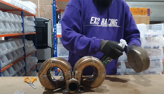 spray the exhaust wrap