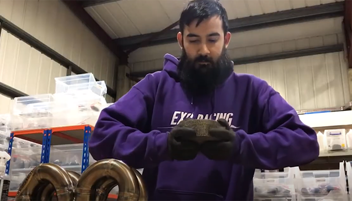 squeeze the exhaust wrap to make it more pliable