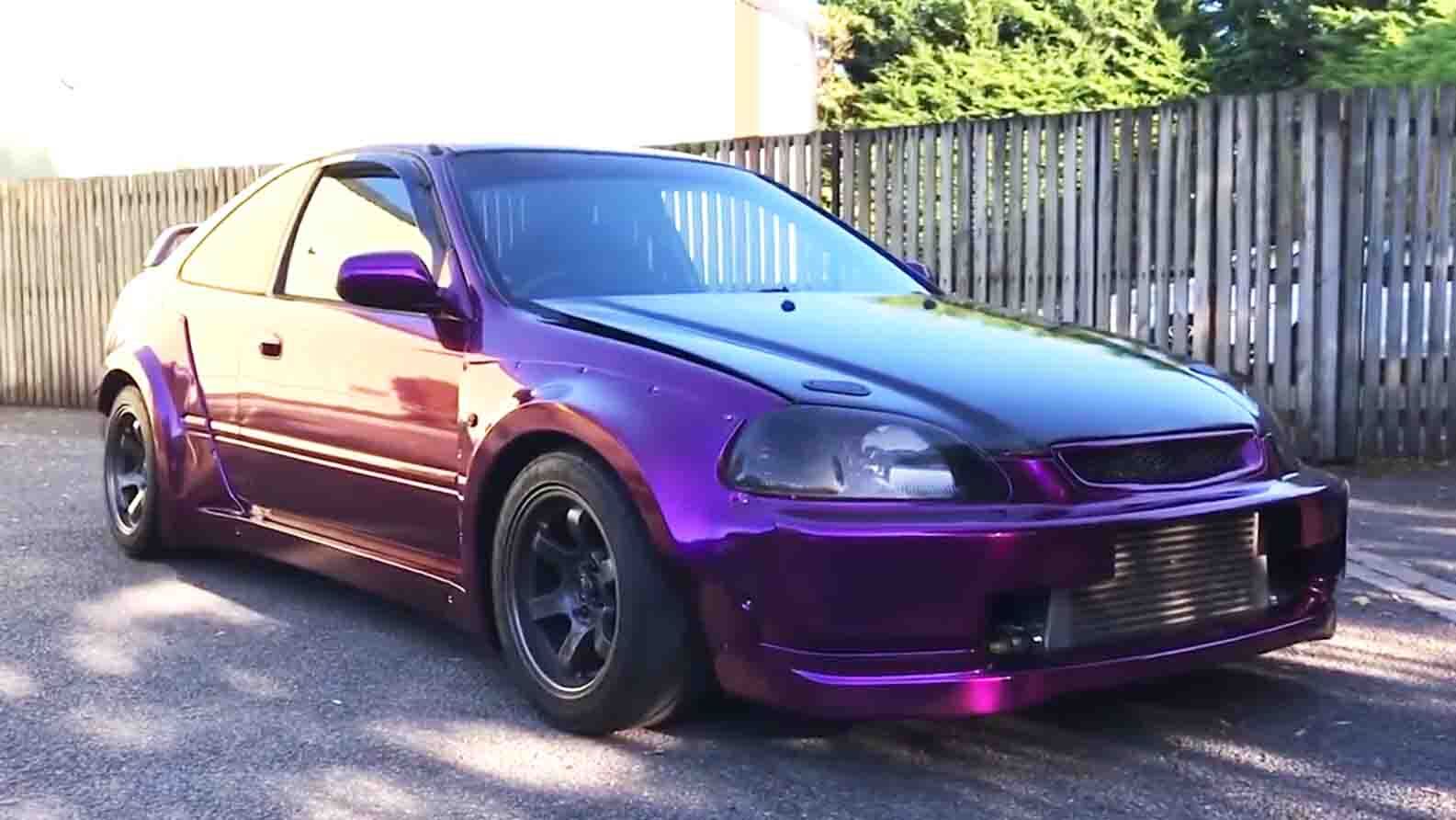 Matt's purple AWD Civic, used as a real example for underbody heat shield repair