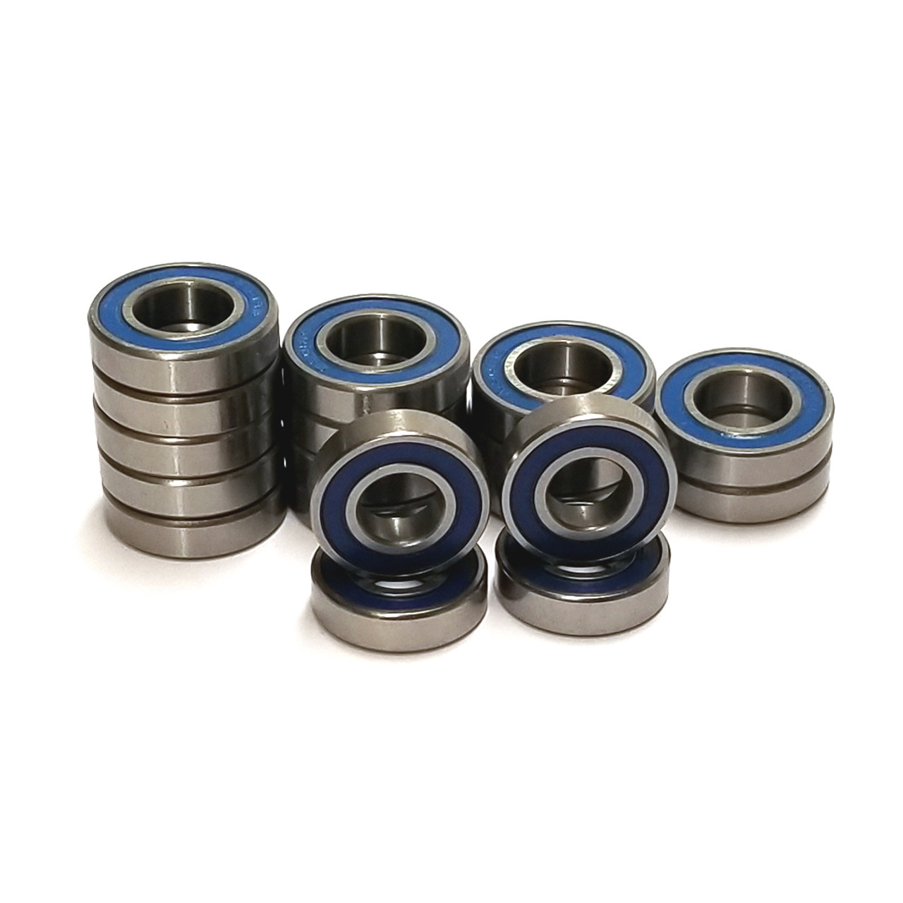 Team Losi DBXL-E 1/5th Scale Electric truck complete 18 Piece blue rubber sealed bearing kit!  Swap out all your worn out bearings with our high quality replacements.