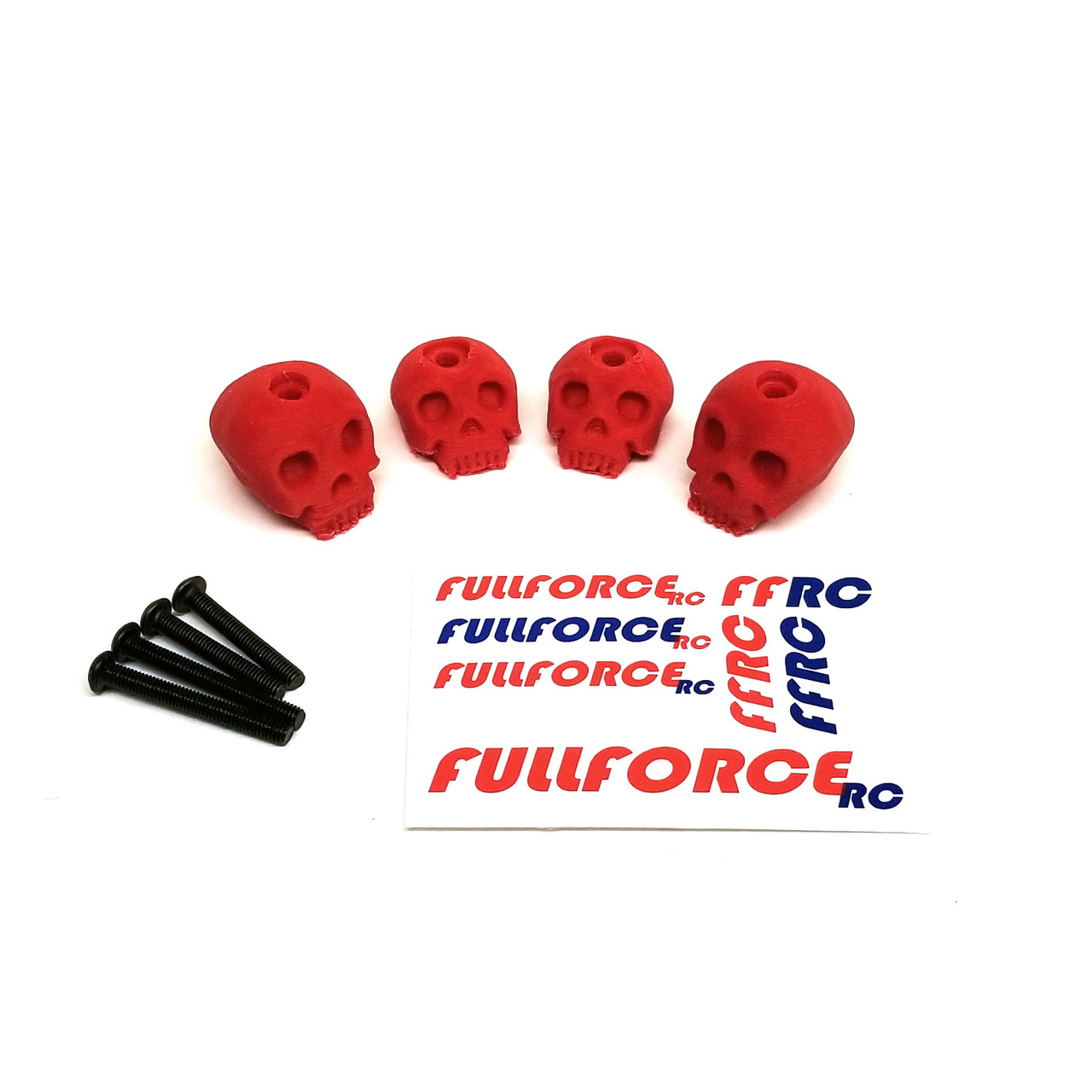 FOR Traxxas X-MAXX Custom 3D printed skull body washers by Fullforce RC.  Complete with hardware.  4 PACK Red version.