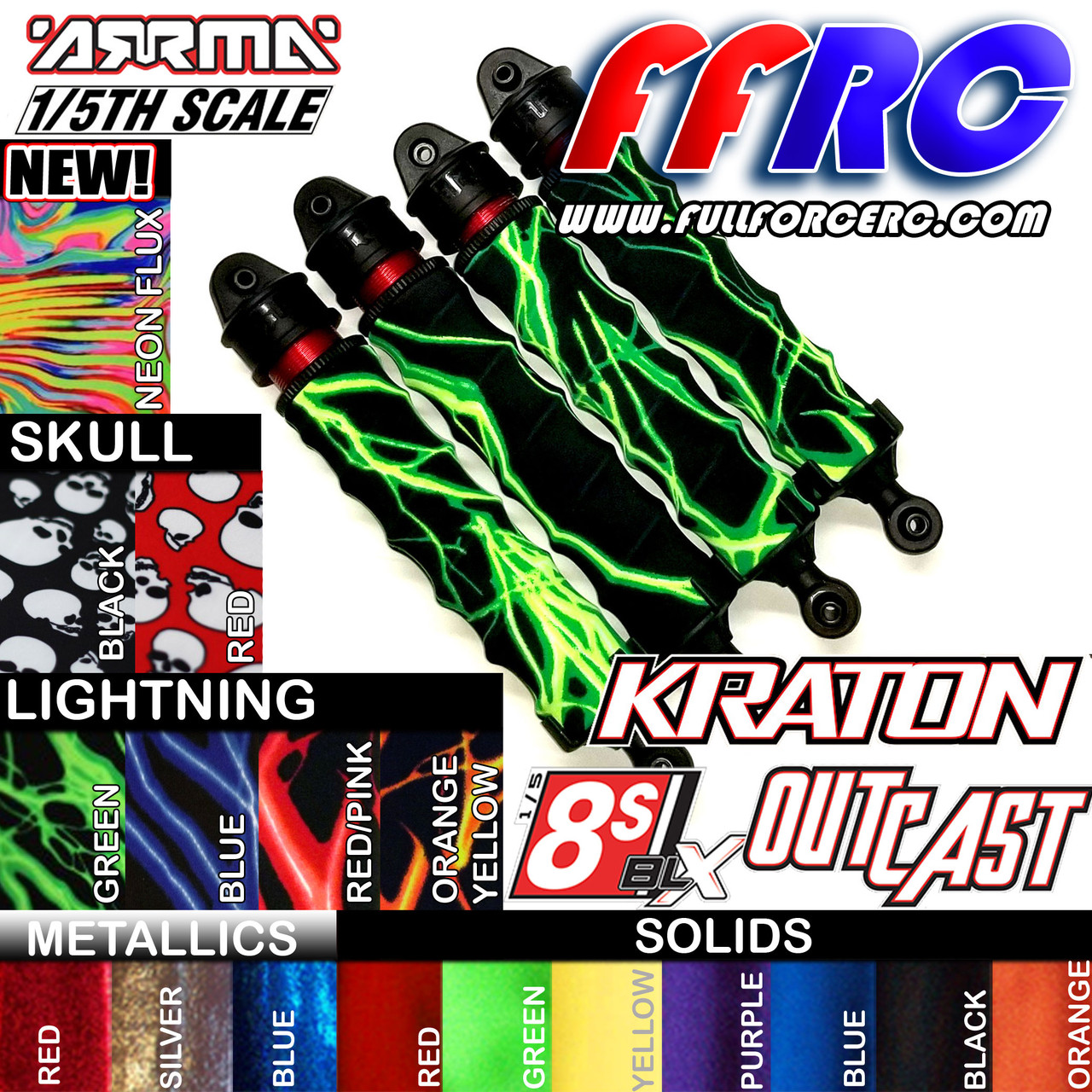 ARRMA KRATON & OUTCAST 8S CUSTOM SHOCK BOOTS (Set of 4) By