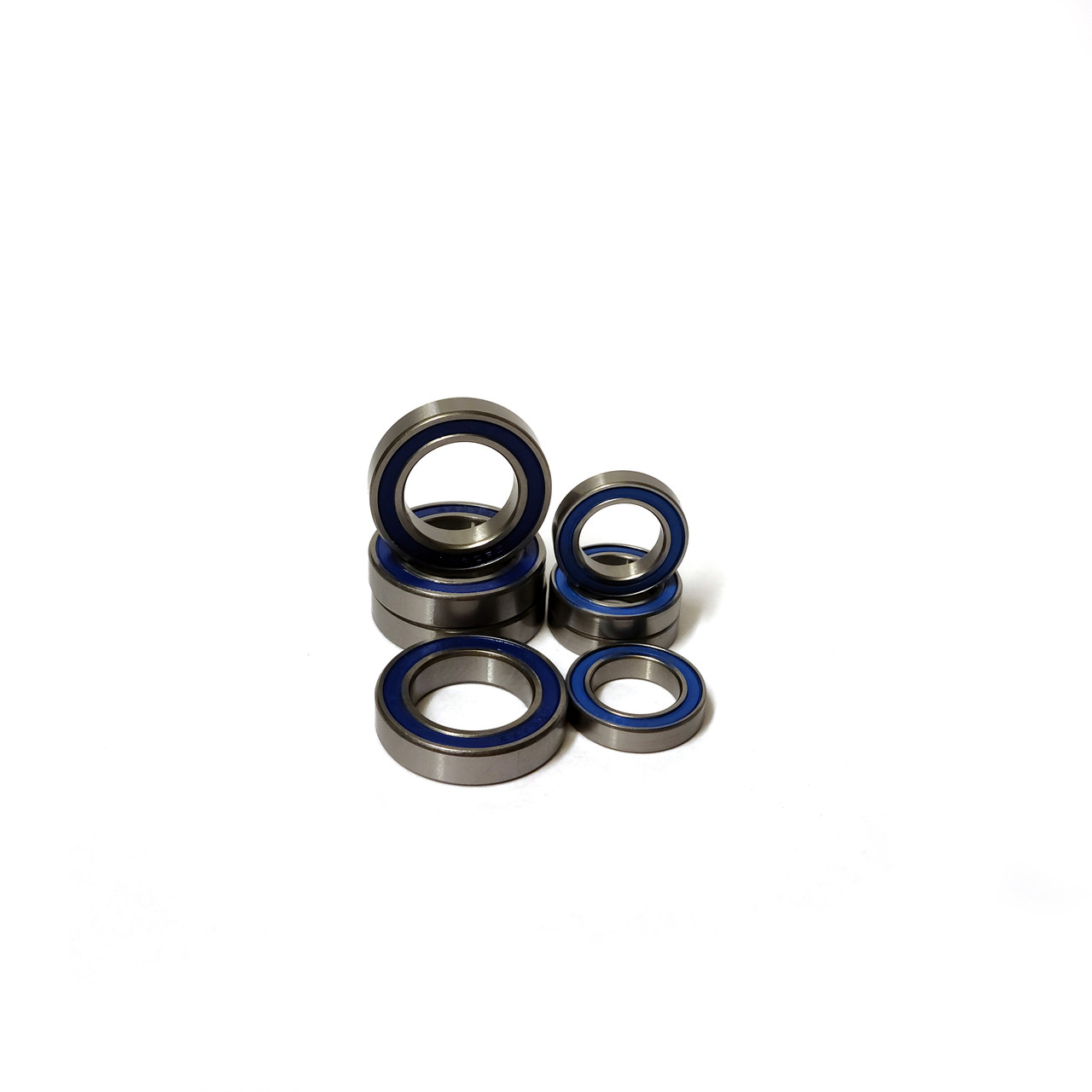 FOR Traxxas X-MAXX OVERSIZED Blue Rubber sealed wheel bearings.  8 pcs.
Includes 4-12x24x5 mm and 4-20x32x7 mm Bearings.
