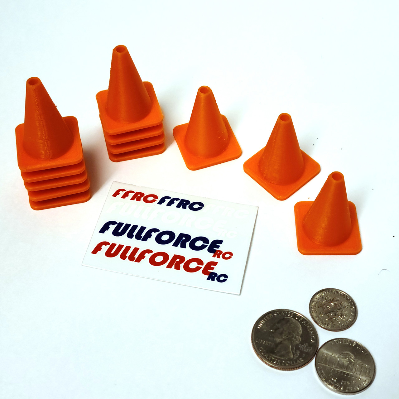 Scale traffic cones, measure 1.4" tall. 