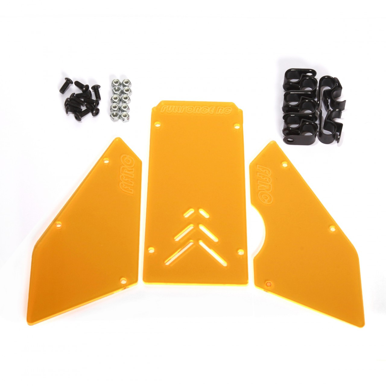 HPI Baja 3 piece windows available in transparent Orange!  Complete with install hardware.