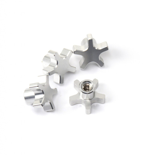 FOR Traxxas T-MAXX E-MAXX 5 Spoke Silver Anodized locking hub nuts.  Get rid of those stock 5mm lock nuts and pop some of these in there!